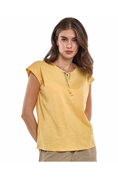 R&B Solid Top with Tie-Up Neck and Cap Sleeves