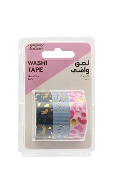 Roco Foil Washi Tape Set – 3 Reels – 15mm x 5m Shiny Decorative Rolls