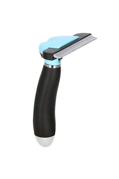 SERSIMO Trimmer brush for dogs and cats with long or short hair, self-cleaning, 10cm blade, black blue