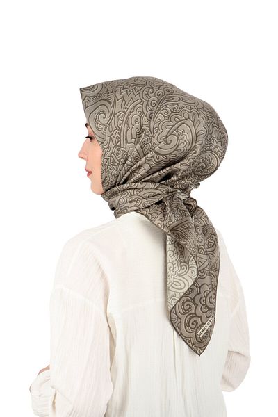 Bursa İpek Eșarfă din mătase din twill cu model Mink Art