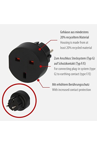Brennenstuhl 1508530 محول سفر من المملكة المتحدة إلى الاتحاد الأوروبي، أسود، تردد