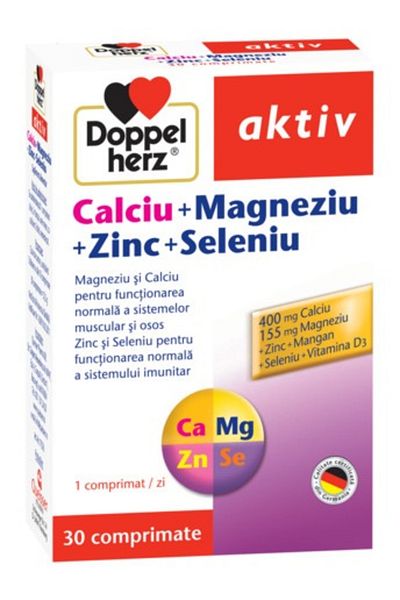 Doppelherz Calciu + Magneziu + Zinc + Seleniu, 30 comprimate,
