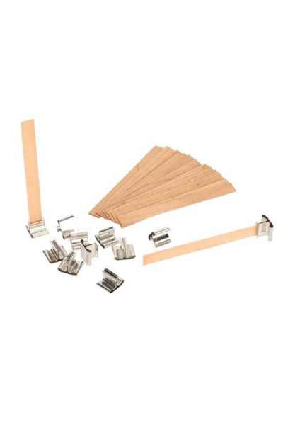 İkizlerin Dünyası Mum Fitili Ahşap Fitil Metal Sehpalı Bambu 14x1,5 cm Mum Ya...