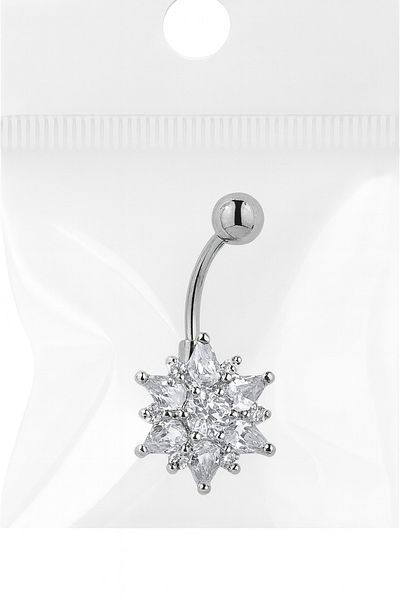 Bittox Stylish and Sparkling Shiny Zircon Stone Steel Model Navel Piercing - New Season Silver and Gold Colored