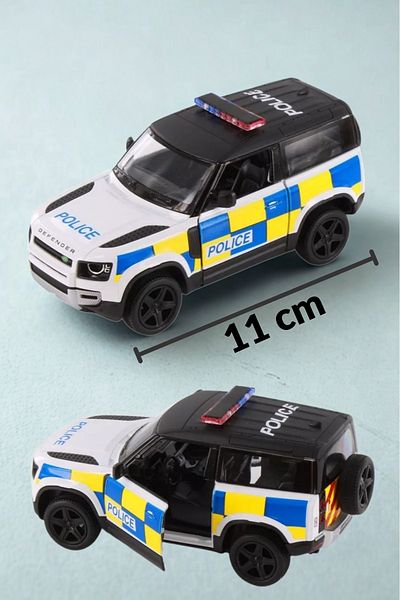 TRENDZONE Die Cast Land Rover Deffender Doors Open Metal Model Police Car 11cm