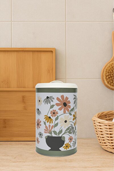 GLUS Yuvarlak Desenli Metal Çöp Kovası - Banyo Mutfak