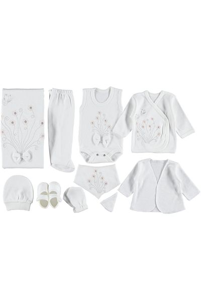 bipamuk Set of 10 Baby Girl Bodysuits – Flower Bouquet Patterned 100% Cotton Hospital Release (1–3 Months) |   Lux Newborn