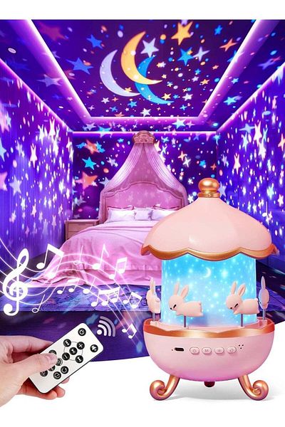 bgm Kids Night Light Projector with 15 Films & 10 Sound Options – Rechargeable Kawaii Nursery Decor wi