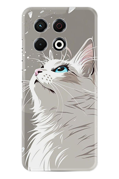 TECNO Spark 30 Pro Kılıf Boutique Baskılı Resimli Beyaz Kedi Pcode -061