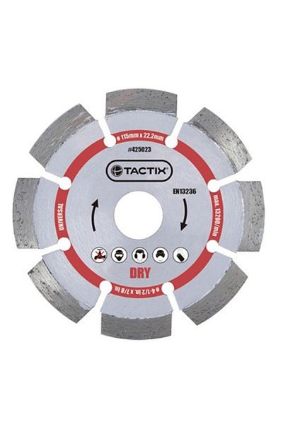 Tactix 13200RPM Universal Heavy Duty Diamond Blade For Fast Cutting 115mm