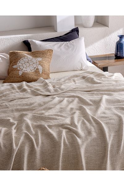Madame Coco Castillones Double Cotton Bedspread - Beige