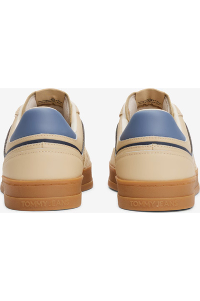 Tommy Hilfiger Erkek The Greenwich Süet ve Deri Detaylı Kort Sneaker - Bej/Mavi