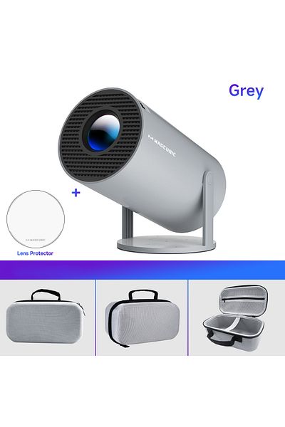Choice1 جهاز عرض Magcubic HY300 Pro 4K بمقبس أمريكي وحقيبة رمادية وعدسة، يعمل بنظام Android 11 وواي فاي مزدوج 6 290ANSI Allwinner H713 B