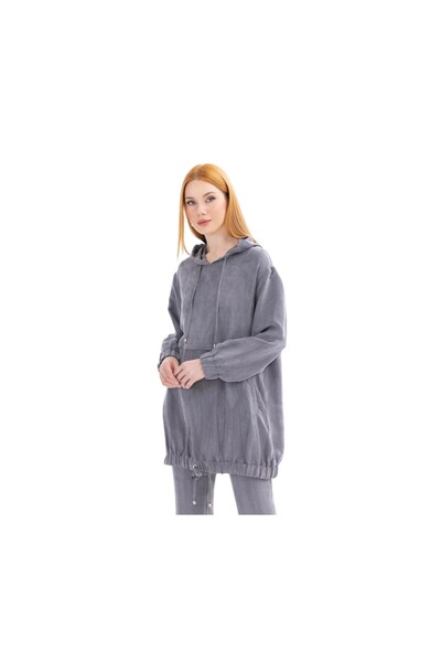 SEÇİL Hooded Collar Elastic Waist Tunic