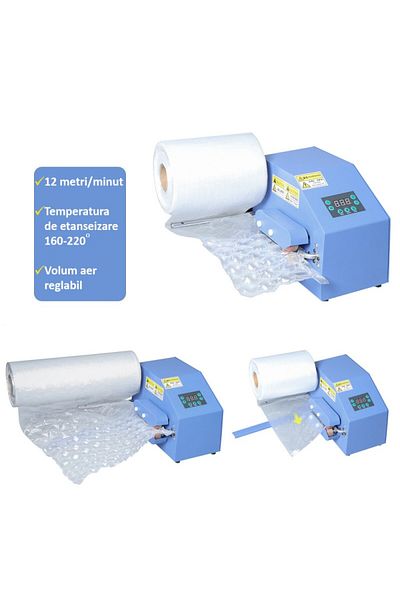 PROCART Masina care produce folie bule de aer, 12 metri/minut, 200W, viteza si aer reglabile
