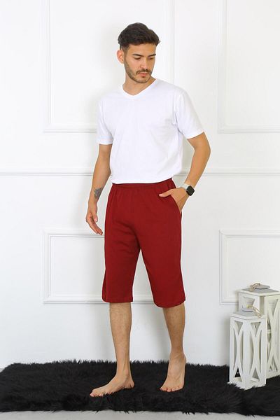 Akbeniz Men's Pocket Cotton Lacoste Capri Claret Red 27554