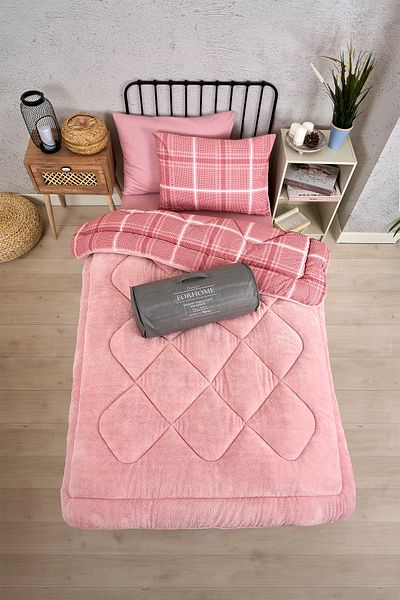 Sudemhome Single Welsoft Sleeping Set Double Sided Wellsoft Fluffy Fleece Quilt and 100X200 Elastic Sheet