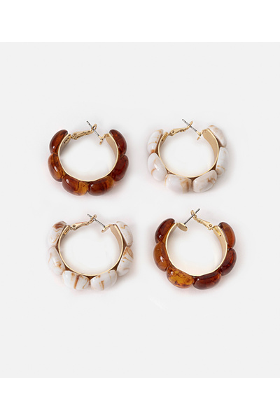 İpekyol Reçineli halka küpe seti