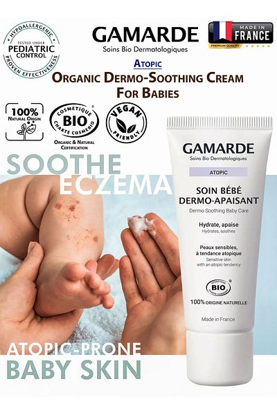 Gamarde Bébé Organic Dermo-Soothing Cream for Babies for Sensitive, Atopic & Eczema-Prone Skin 40ml