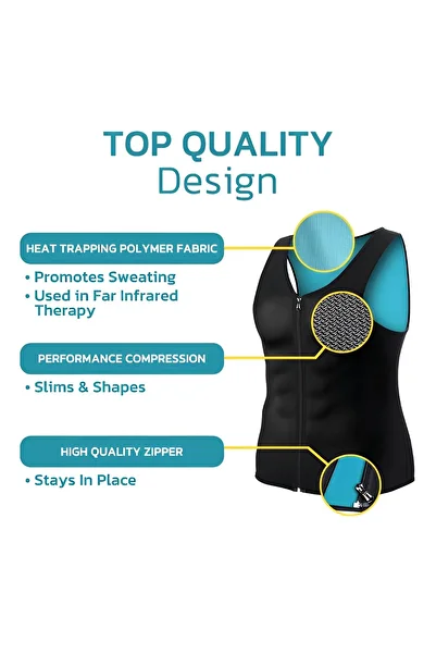 REOCLE Men's Trainer Vest with Zipper Heat Trapping Zipper Sweat Enhancing Vest Sauna Suit Shirt