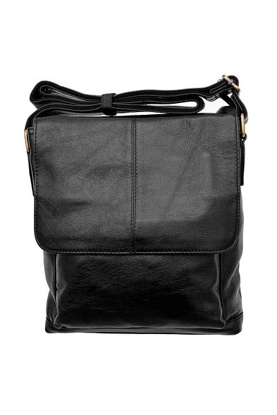 OEM Men's Genuine Leather Satchel Bag, Black, 27cmx24cmx6 cm