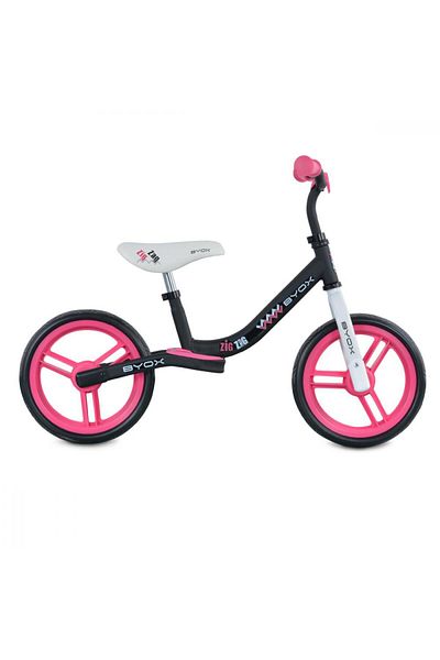 byox Bicicleta copii fara pedale Zig-Zag Pink 12 inch, roti din cauciuc EVA, scaun ajustabil pe inal