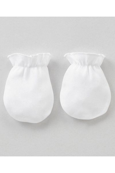 Babyhug 100% Cotton Solid Mittens Set Pack of 3 - White