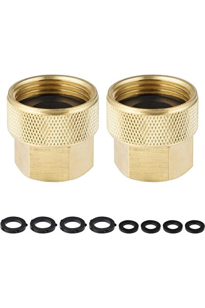 Hibbent Set de 2 conectori pentru țevi de apă, alamă, auriu, 3/4 GHT