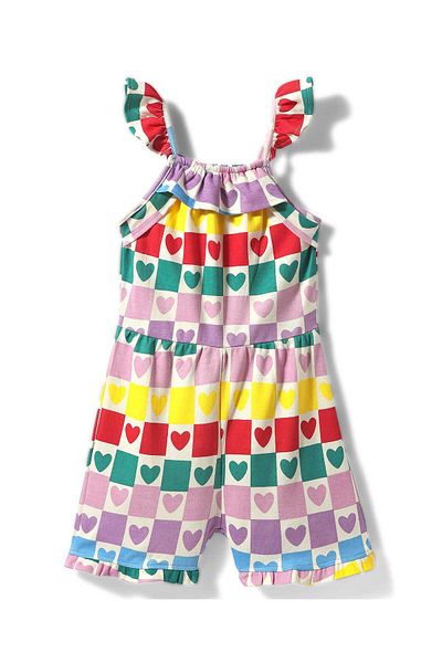 Bonfino All Over Heart Printed Playsuit - Multicolor