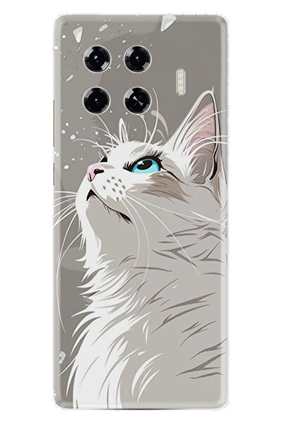 TECNO Spark 20 Pro Plus Kılıf Boutique Baskılı Resimli Beyaz Kedi Pcode -061