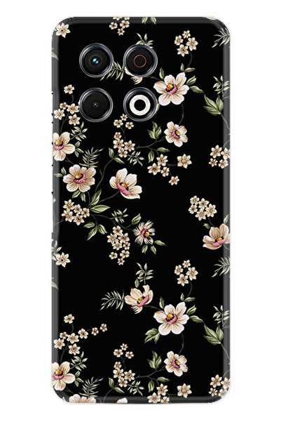 TECNO Spark 30 Pro Kılıf Boutique Baskılı Resimli Siyah Fon Çiçek Pcode -045