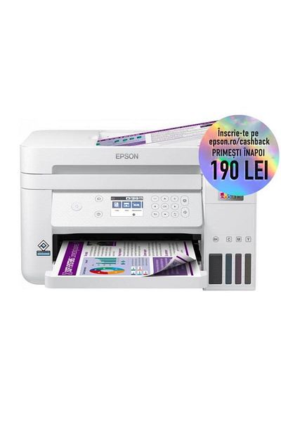 EPSON Multifunctional EcoTank L6276, inkjet, A4, 15.5ppm, Duplex, ADF, USB, Retea, Wireless (Alb)