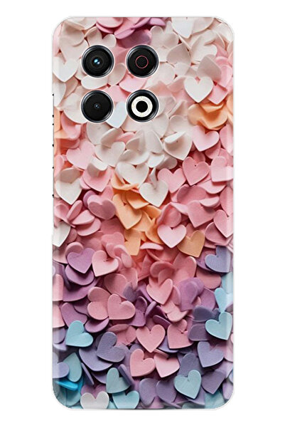 TECNO Spark 30 Pro Kılıf Boutique Baskılı Resimli Renkli Kalpler Pcode -040