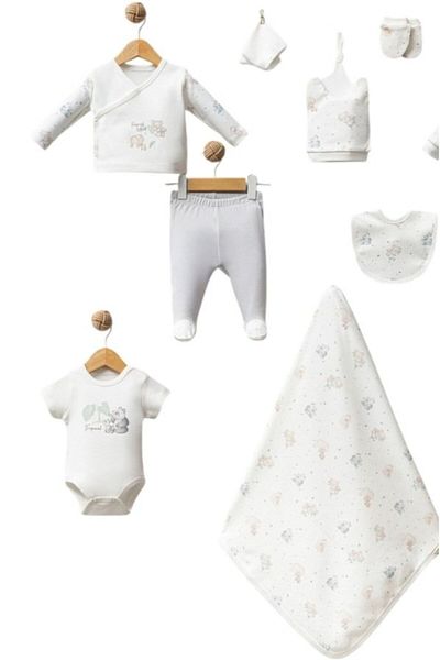 bipamuk Set of 10 Organic Baby Bodysuits Hospital Release 100% Cotton Newborn Set Gift