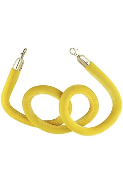 Generic Velvet Crowd Control Stanchion Rope, 150 cm, Yellow with Gold Hooks
