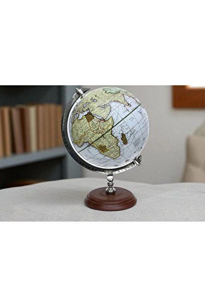 Kuzey Tacı Yerküre Ahşap Kaideli Klasik Coğrafi Harita Modeli Öğretici Ve Dek...