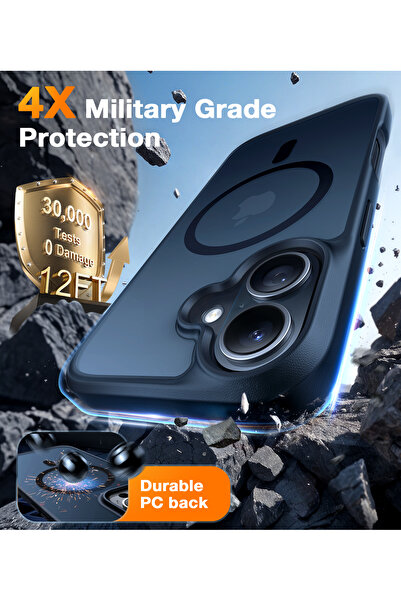 TORRAS Guardian Magnetic Series Case For iPhone 16, Shockproof 12FT Military Grade, MagSafe, Slim, Black