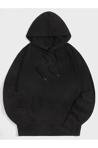 aynewmoda Laced kangaroo pocket men's teddy Printed Hooded sweatshirt