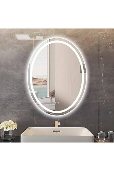 Sunrik LED bathroom mirror, anti-fog, 3-color light adjustment, vertical/horizontal mounting, 70x90 cm