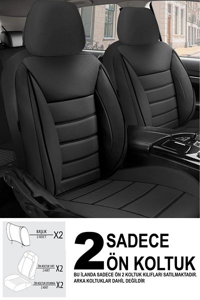 GM-DESIGN Jet Leather Front 2 Seats Universal Auto Seat Cover