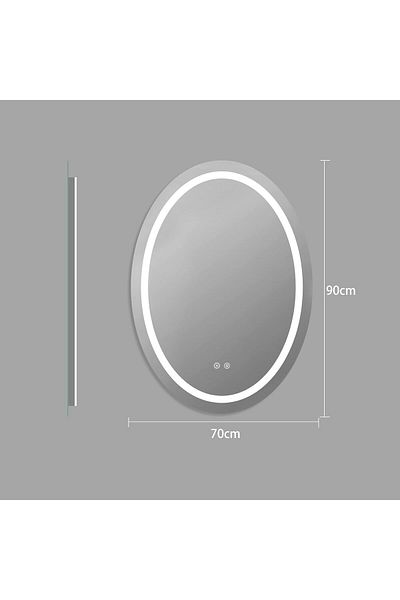 Sunrik LED bathroom mirror, anti-fog, 3-color light adjustment, vertical/horizontal mounting, 70x90 cm