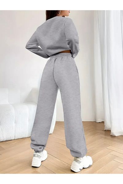 FUFLUNS Nevermind Printed Unisex Oversize Circle Neck Bottom/Upper Tracksuit Set