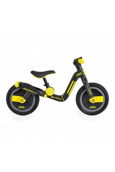 byox Children's balance bike Harly Yellow 12 inch, from 2 years to 50 kg, soft adjustable seat