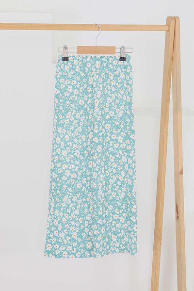 TOFİSA Girl's Mint Floral Patterned Trousers - 27308