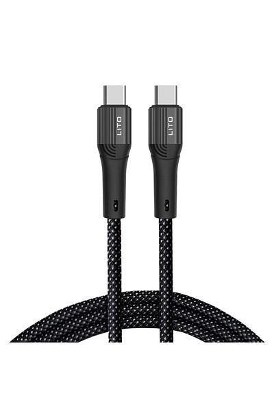 Royal Data Cable with Type-C Connectors 60W, 1m, Nylon, Lito LD14, Black