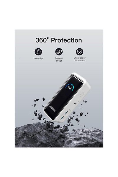 O Ozone Anker Prime Power Bank 9600mAh 65W Case Cover with Lanyard | Silicone Series | White