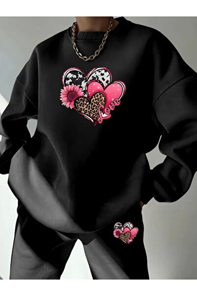FUFLUNS LOVE HEART PRINTED UNISEX OVERSIZE ΣΕΤ ΦΟΡΜΑΣ ΚΑΤΩ/ΕΠΕΥΘΥΝΗ