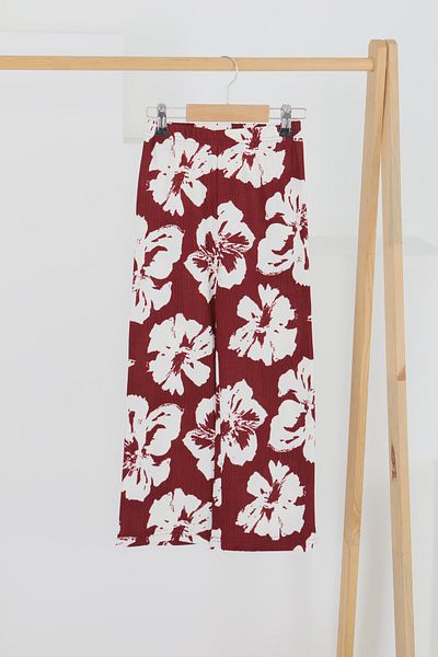 TOFİSA Girl's Burgundy Patterned Trousers - 27305
