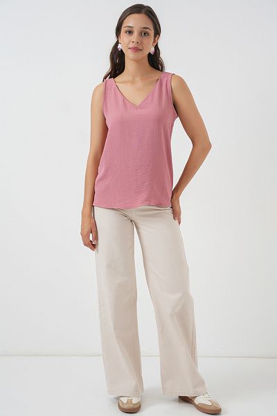 Bigdart V-Neck Zero Sleeve Blouse 950 - Dusty Rose