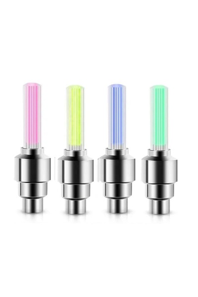 SOHO Bicycle Valve Cover Set 2 Pieces with Warning Light, ABS, Multicolor